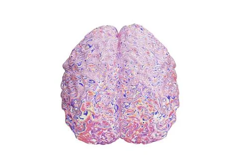 Abstract colored human brain activity, overbrain, overmind, view top Stock Illustration