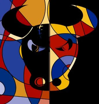 Abstract colored image of bull Stock Illustration