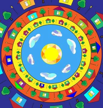 Abstract colored image city in the ring Stock Illustration