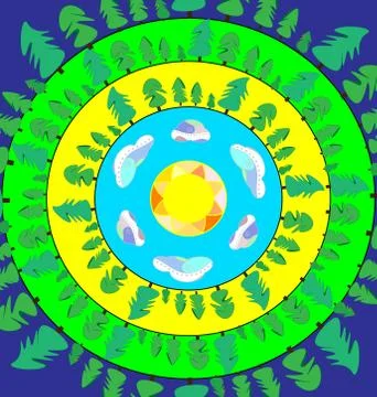 Abstract colored image of the forest in the ring Stock Illustration