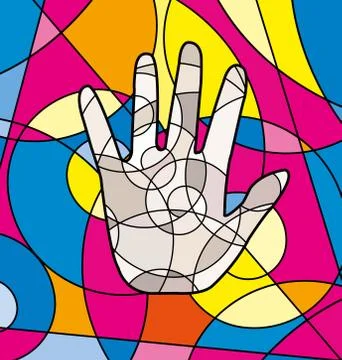 Abstract colored image of hand Stock Illustration