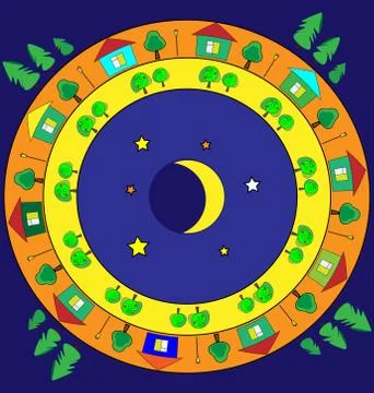 Abstract colored image of the nightly world in the ring Stock Illustration