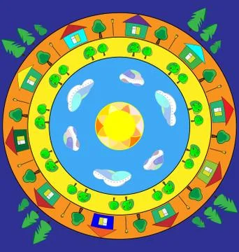 Abstract colored image of the world in the ring Stock Illustration