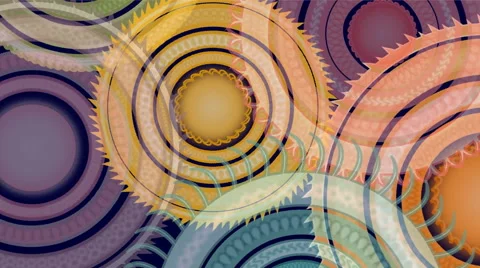 Abstract colored jagged circles rotating Stock Footage 65033600