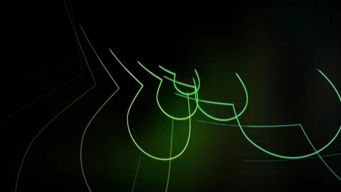 Abstract colored lines moving on a green background. Neon light Stock Footage 246683900