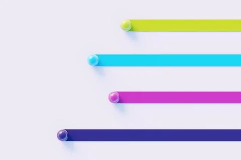 Abstract colored lines with spheres at the end on a white background. 3D rend Stock Illustration