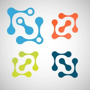 Abstract colored molecule on a white background Stock Illustration