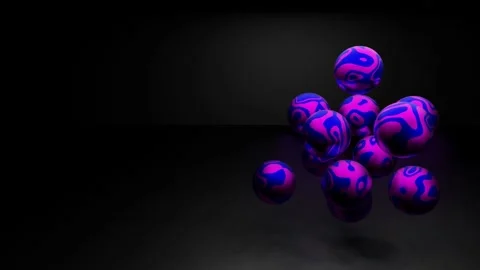 Abstract colored moving liquid balls on a dark background, 3D animation. Stock Footage 139015202