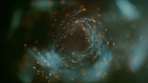 Abstract colored particles affected by turbulence. 3d render. 4K UHD resolution Stock Footage 121089470