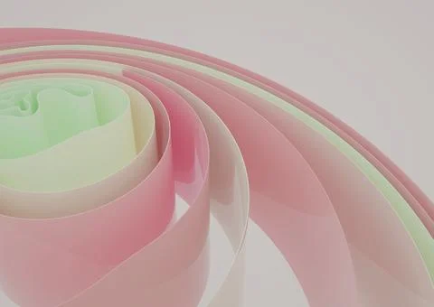 Abstract colored plates rolled into rolls 3d render イラスト素材