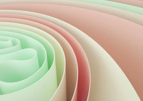 Abstract colored plates rolled into rolls 3d render イラスト素材