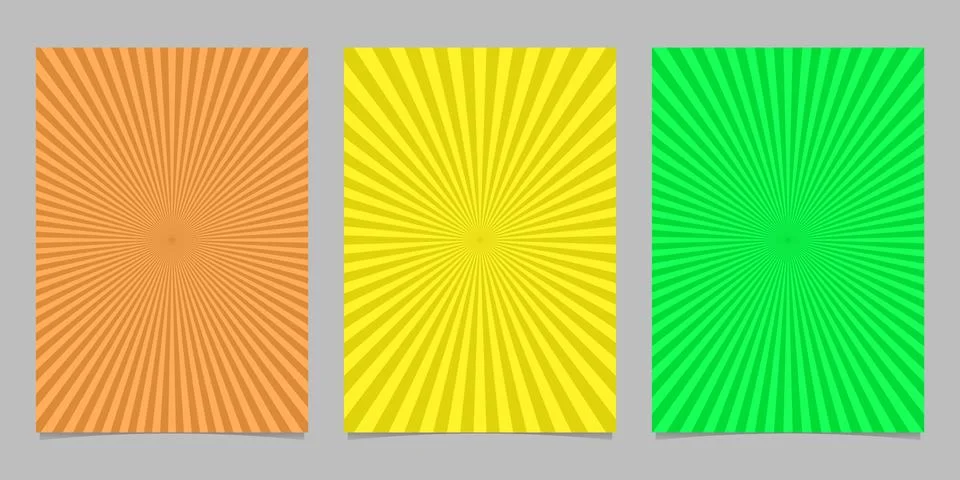 Abstract colored ray burst pattern brochure background set 库存插图