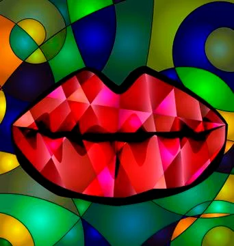 Abstract colored red lips Stock Illustration