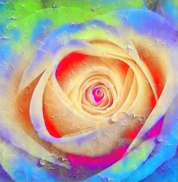 Abstract colored rose with peeling paint effect Stock Illustration
