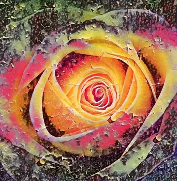 Abstract colored rose with peeling paint effect Stock Illustration