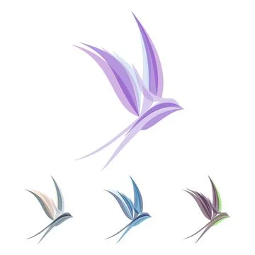 Abstract Colored Stylized Swallow Template for Logo Design Stock Illustration