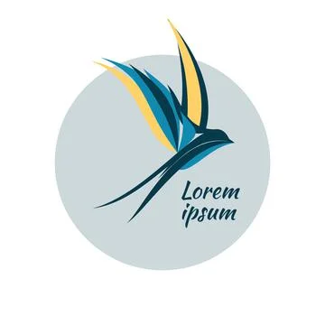 Abstract Colored Stylized Swallow Template for Logo Design Stock Illustration