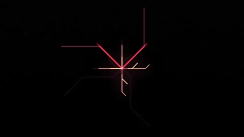 Abstract colored tangled narrow lines on black background. Animation. Straight Stock Footage 137135739