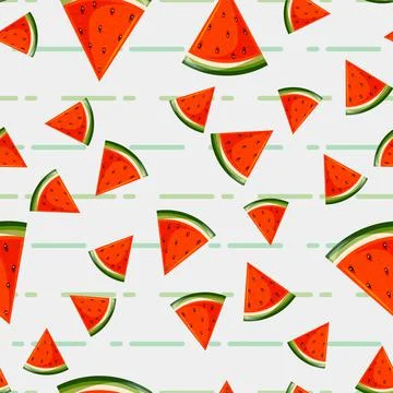 Abstract Colored Watermelons pattern. Seamless vector background Stock Illustration