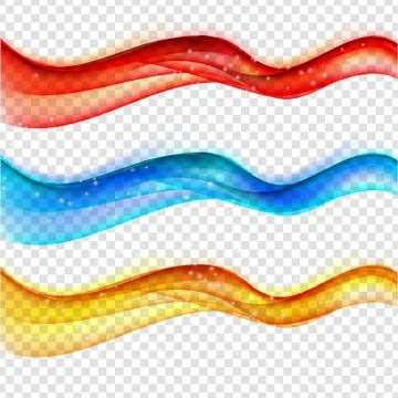 Abstract Colored Wave Set on Transparent  Background. Vector Ill イラスト素材