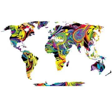 Abstract colored world map Stock Illustration