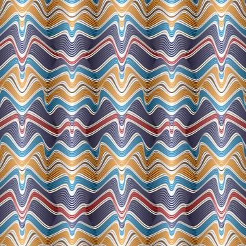 Abstract colorful 3d effect wavy stripes background. Stock Illustration