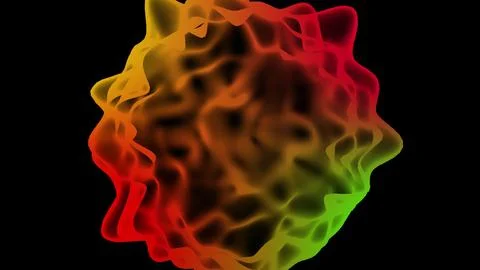Abstract colorful 3D rendering of a complex amorphous structure on a black .. Stock Illustration