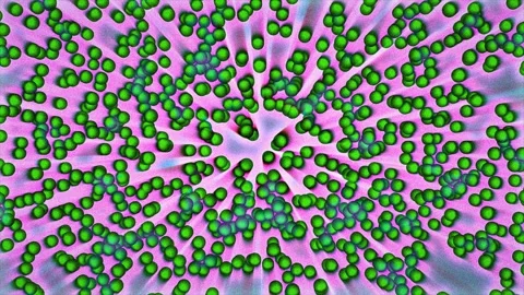 Abstract colorful 3d spheres radiating particle explosion background animatio Stock Footage 342608342