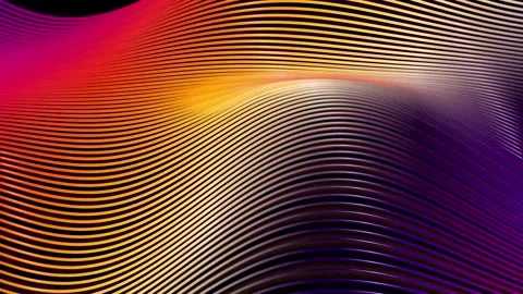 Abstract Colorful 3D Wavy Metallic Lines Surface Motion Background Loop Stock Footage 346982323