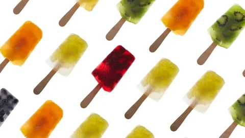 Abstract colorful animation colorful fruit popsicles moving Stock Footage