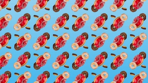 Abstract colorful animation - different donuts move to the side on blue gradi Stock-Footage 129048360