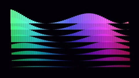 Abstract Colorful Audio Equalizer Spectrum Wave on Black Background Stock Footage 340341404