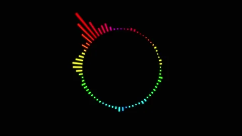 Abstract colorful audio ring equalizer on a black background. Stock Footage 168207322