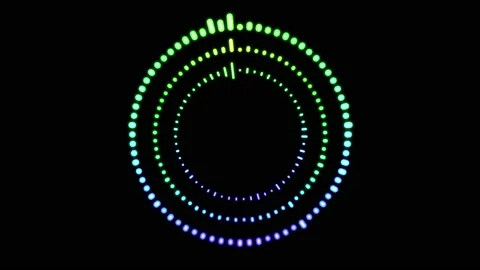 Abstract colorful audio ring equalizer on a black background. Stock Footage 239204111