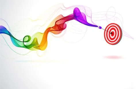 Abstract colorful background with arrow hitting a target Stock Illustration