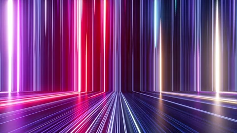 Abstract colorful background with bright neon rays and glowing lines. Stock Footage
