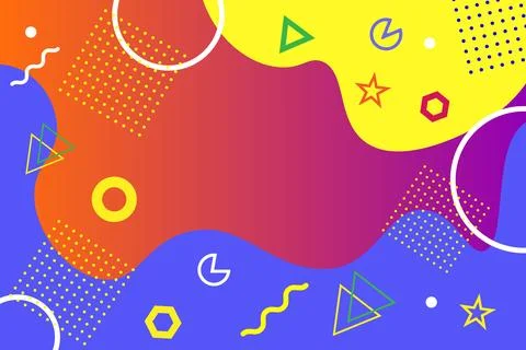 Abstract colorful background with circles, triangle, and square drawn by hand Stock Illustration