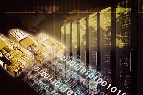 Abstract colorful background with computer cable Stock Illustration