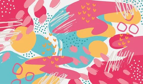 Abstract colorful background with different shapes. Hand drawn Wallpaper Stock Illustration