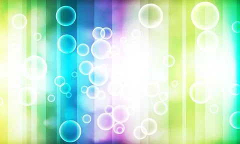 Abstract colorful background with floating bubbles and vertical stripes light  Stockillustratie