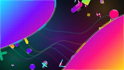 Abstract Colorful Background With Floating Geometric Shapes And Neon Gradients Stock Footage 340782551