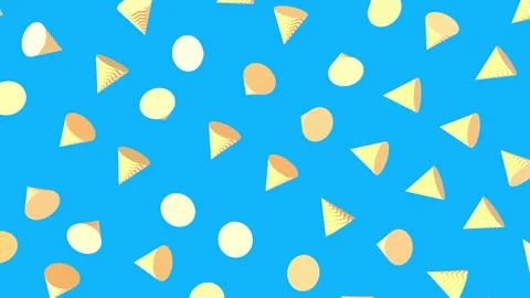 Abstract colorful background with flying or floating simple geometric cones. Stock-Footage 108895341