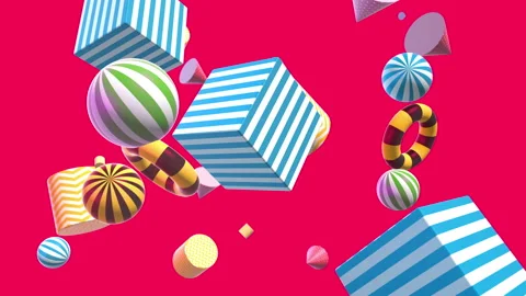 Abstract colorful background with flying or floating simple geometric forms. Stock Footage 108897482