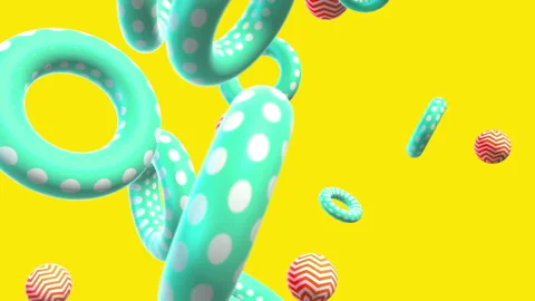 Abstract colorful background with flying or floating simple geometric forms. Stock Footage 108897568