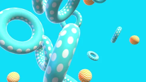 Abstract colorful background with flying or floating simple geometric forms. Stock Footage 108897619