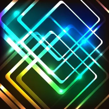 Abstract colorful background with glowing rounded rectangles Stock Illustration