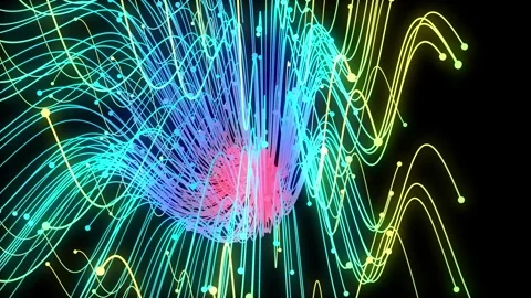 Abstract colorful background, motion concept, multicolored particles appear from Stock Footage 292013278