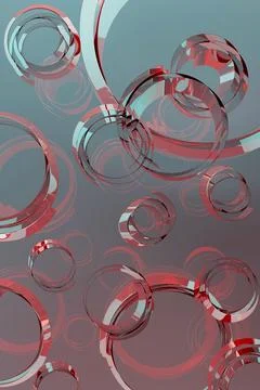 Abstract colorful background with pattern of bubbles, curls, circles of blue, Stock Illustration