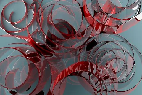 Abstract colorful background with pattern of spirals, curls of light blue, gr Stock Illustration