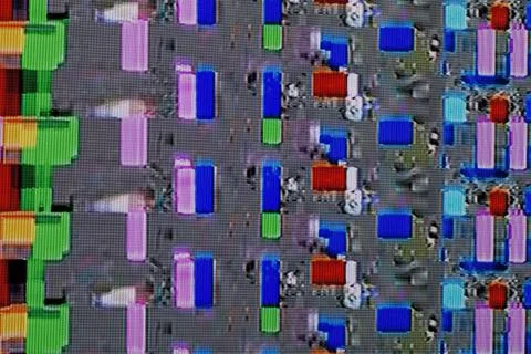 Abstract colorful background texture. glitches, distortion on the screen Stockfoto's